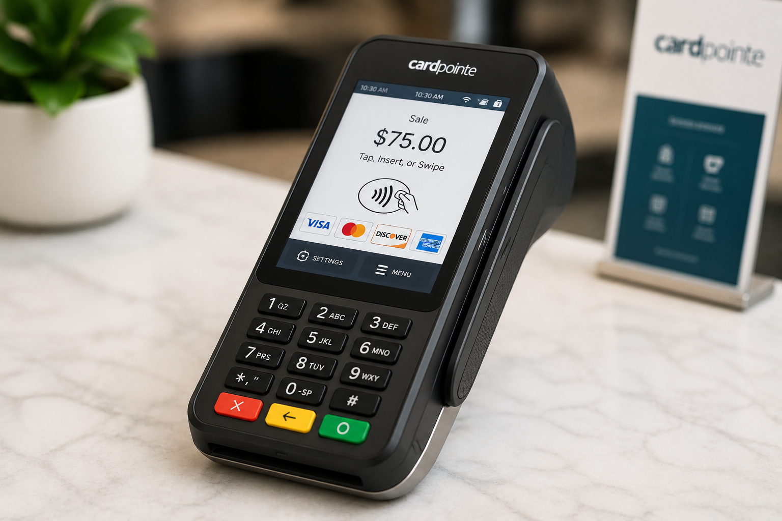 CardPointe payment terminal on a counter